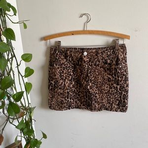 Dollhouse Cheetah Print Denim Mini Skirt